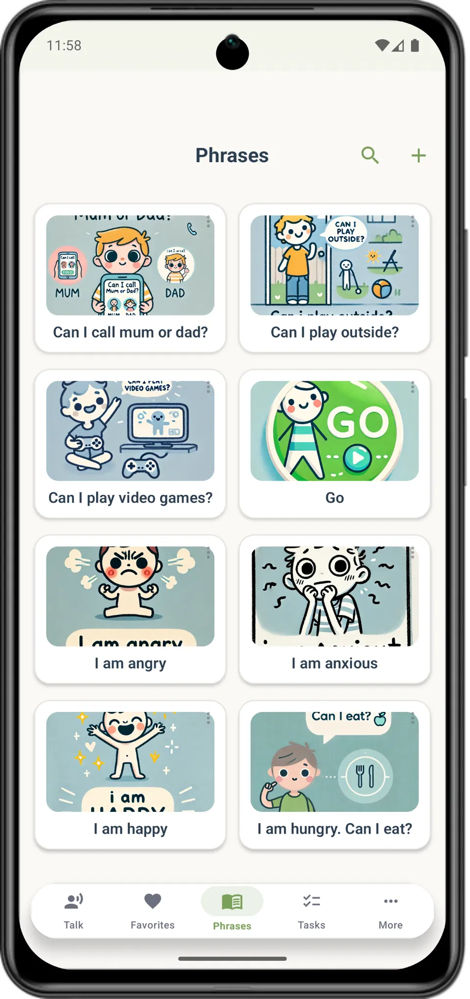Incluve on a phone: phrases