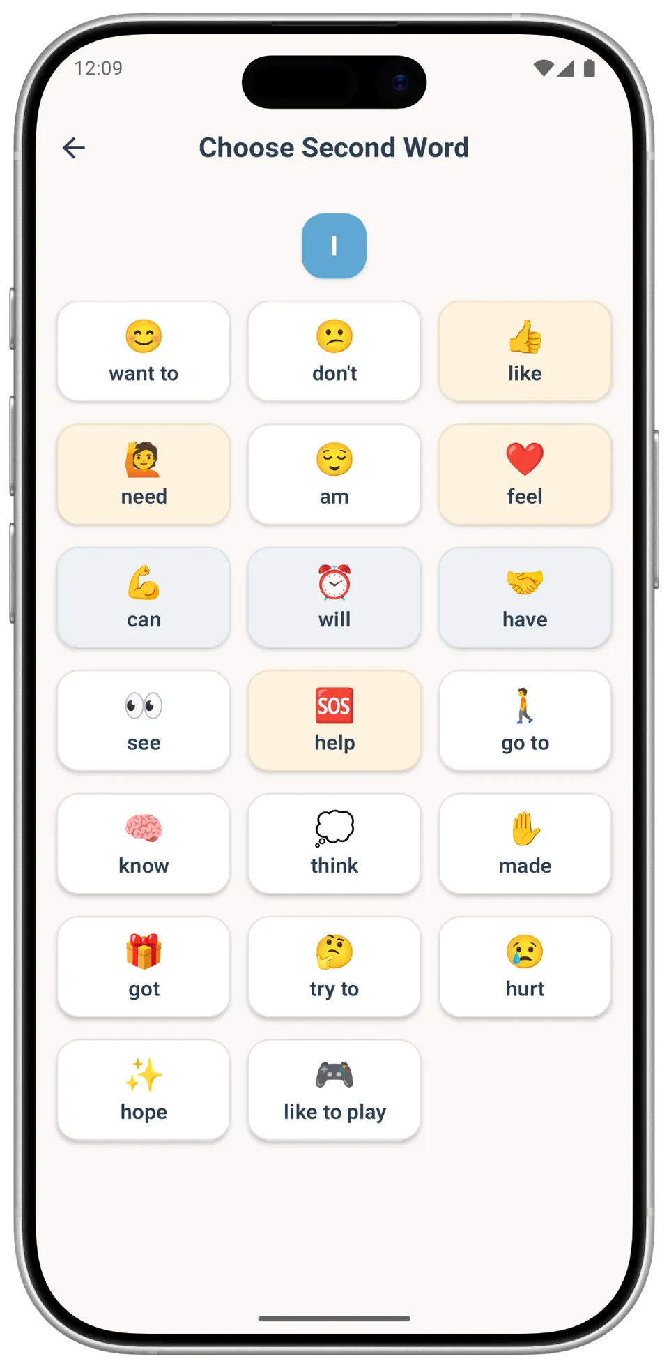Incluve on a phone: second words