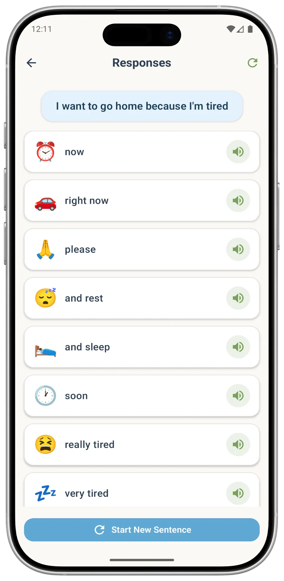 Incluve on a phone: sentence completion