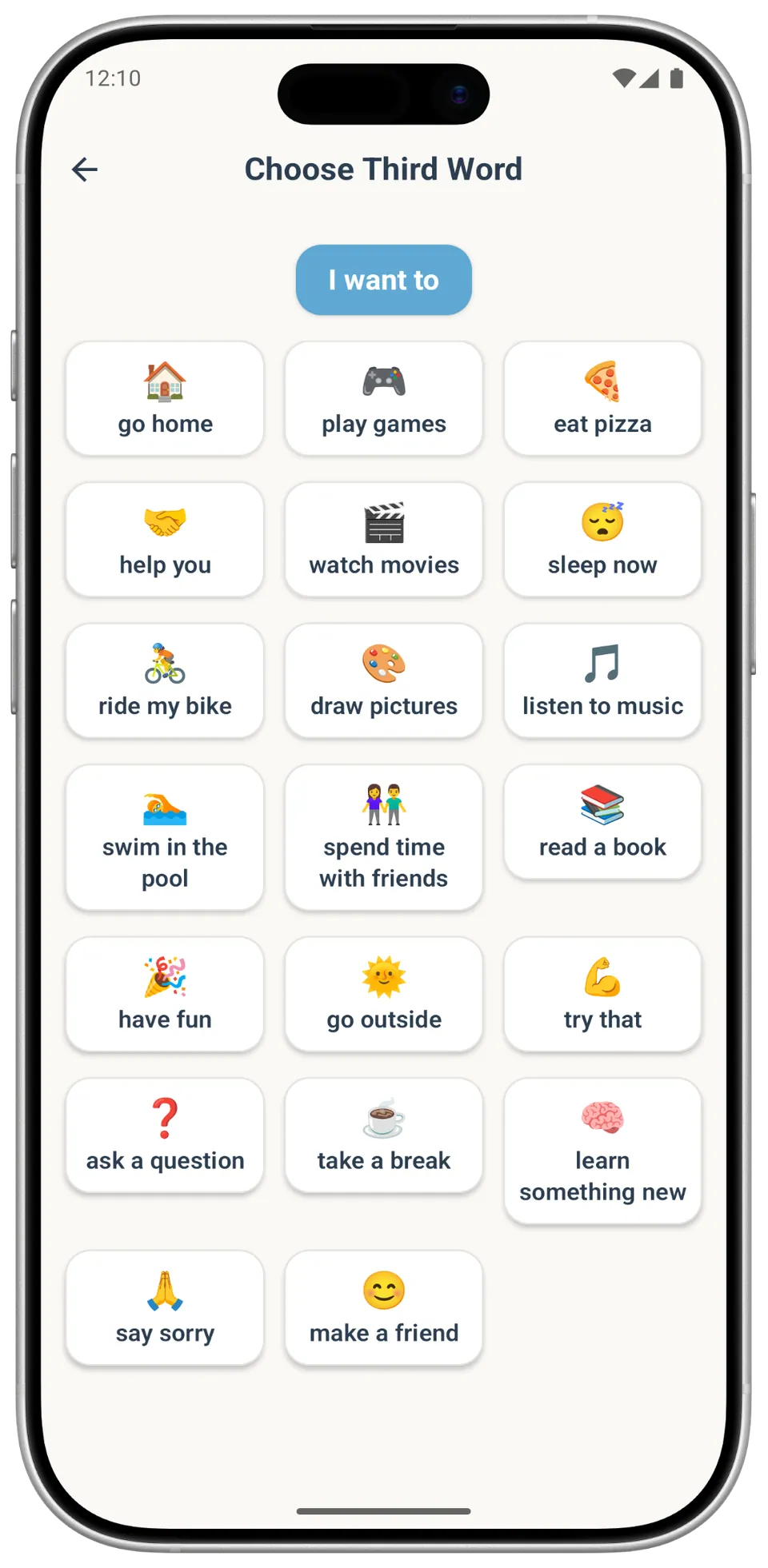 Incluve on a phone: third words