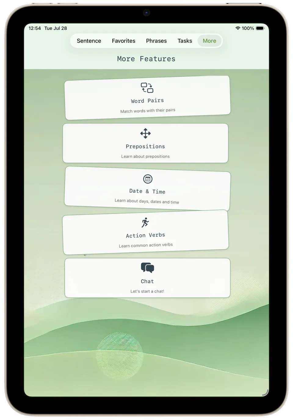 Incluve on a tablet: more features