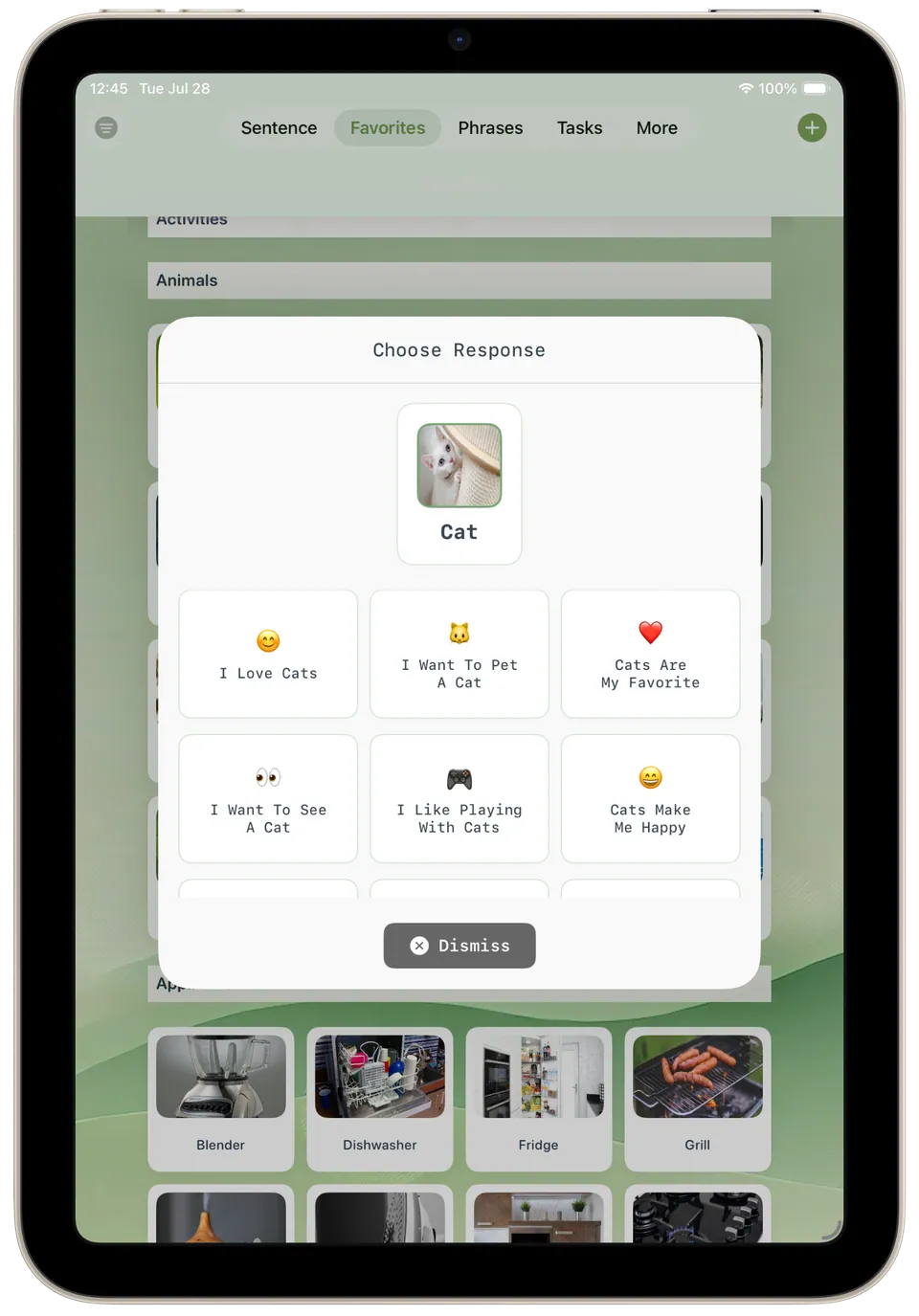 Incluve on a tablet: selected favorite responses