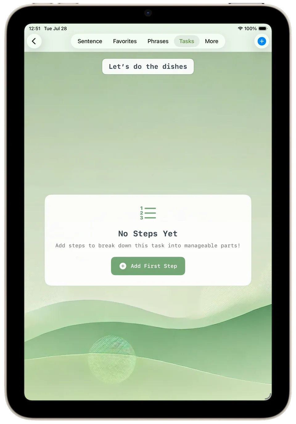 Incluve on a tablet: task steps